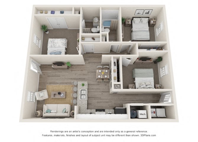 Three Bedroom Floor Plan at Hawk Ridge Three Bedroom Floor Plan at Hawk Ridge